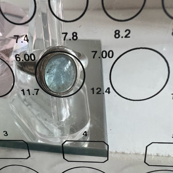 Lg sterling silver 925 raw call Raw Cabochon  aqua marine - Picture 3 of 14